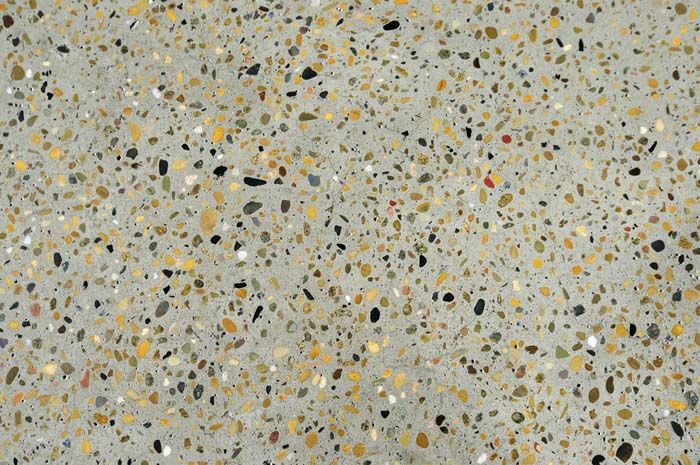 Modern polished concrete exposed to aggregates